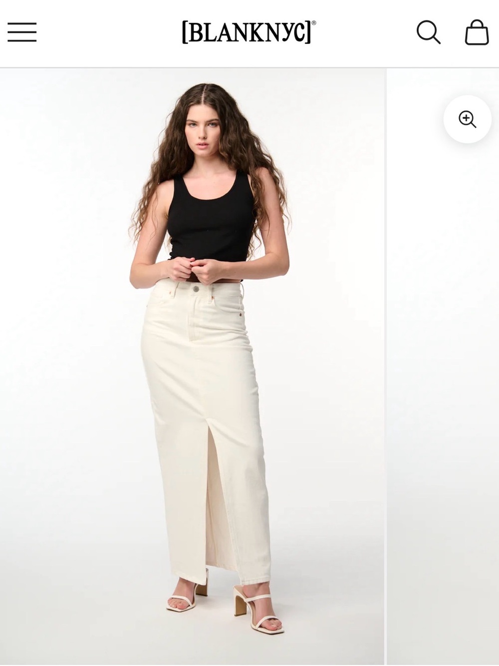 BLANKNYC White Denim High-Rise Maxi Skirt with Front Slit NWT